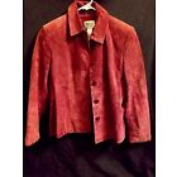 genuine suede leather red jacket button blazer - Picture 4 of 4